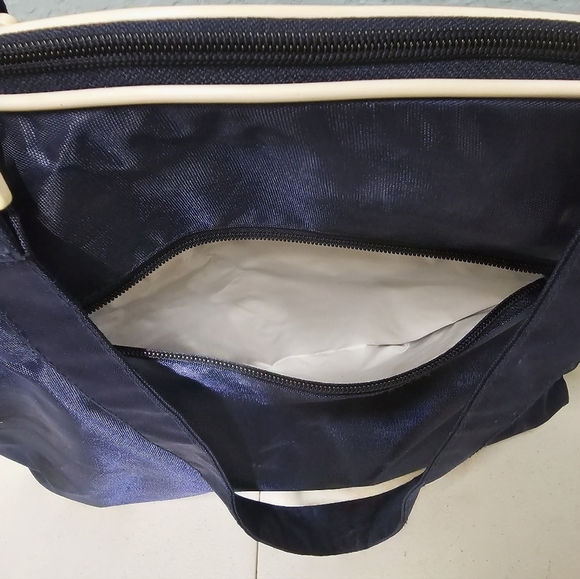 Cannes French Riviera Tote Beach Bag Large Blue & White Waterproof w/ Zippers - Picture 3 of 6